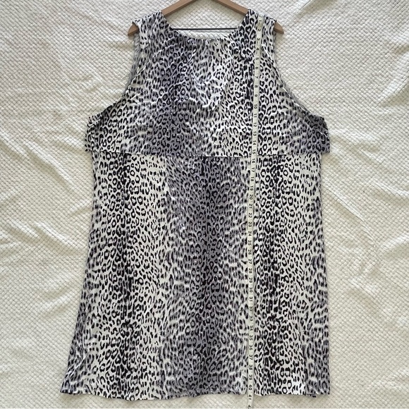 Anne Klein Animal Print Dress 3X Office Career A-Line Knee Length Stretch Ruffle - Picture 12 of 15